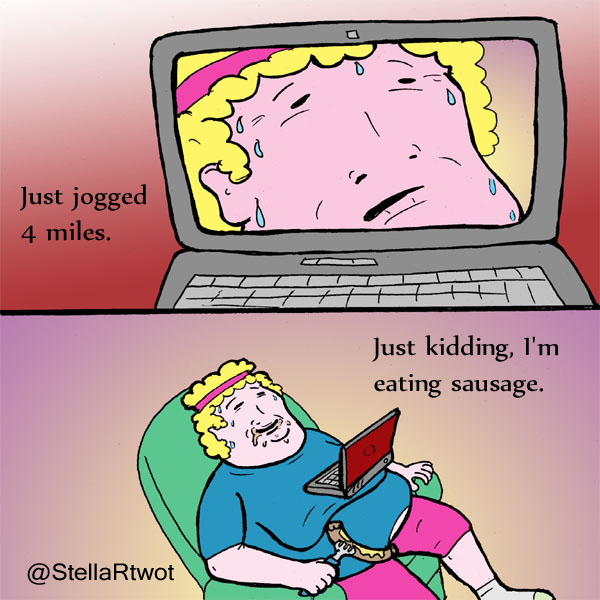 sausage jogging cartoon
