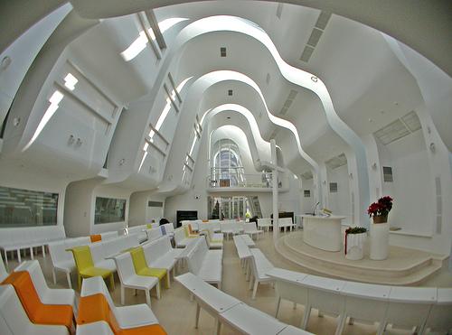 The interior of a space ship? No that's just a Japanese church.
