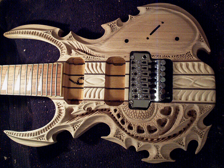 wood carved guitar