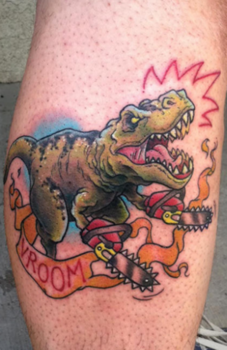 T-Rex with Chainsaw Arms Tattoo - Neatorama