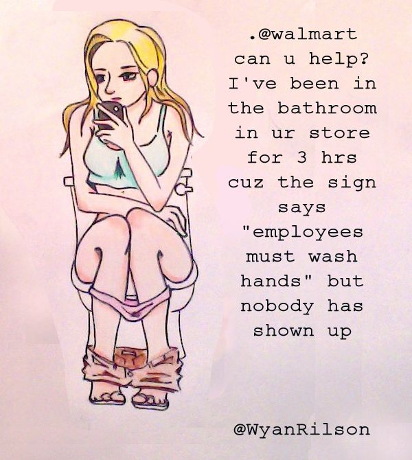 toilet texting cartoon