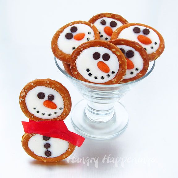 snowman pretzels