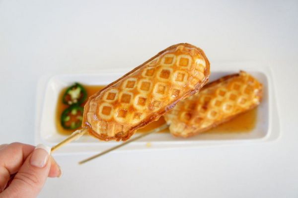 chicken and waffles on a stick